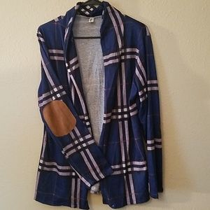 Blue plaid Cardigan